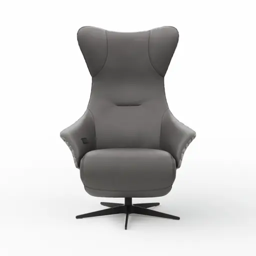 Relaxsessel Follina - Relaxfunktion (motorisch), Leder, Stoff, Grau