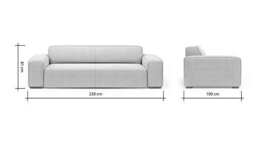 Sofa Denver - 3-Sitzer, Stoff, Natur