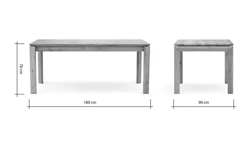Esstisch Farmingdale - ausziehbar, Platte mit schräger Kante, LB ca. 180x90 cm, Eiche massiv, geölt