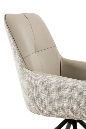 Armlehnstuhl - drehbar, Leder & Stoff, Cappuccino, Beige