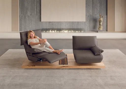 Sofa - 2-Sitzer, Relaxfunktion motorisch, Leder, Dunkelbraun