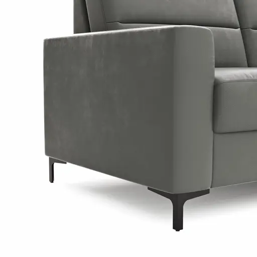 Ecksofa Merlos H - 2,5-Sitzer mit Longchair rechts inkl. Relaxfunktion (motorisch), Leder, Graubraun