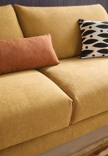 Sofa Fiolina - 3-Sitzer inkl. Schlaffunktion, Stoff, Senfgelb