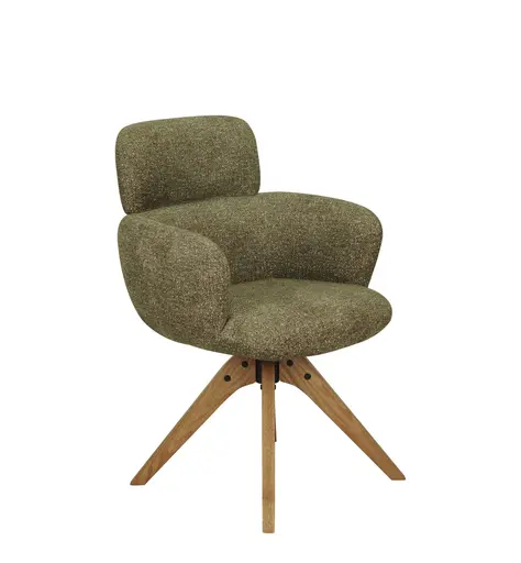 Armlehnstuhl MANJA - drehbar, Stoff, Braun