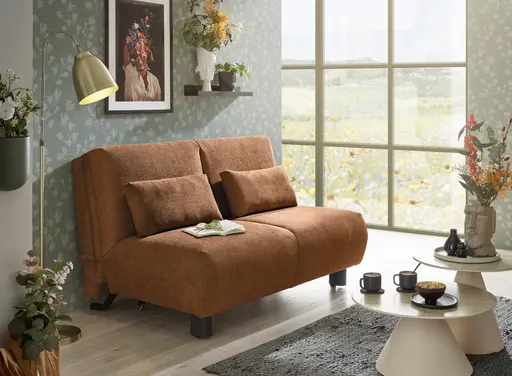 Faltsofa EBBY - 2-Sitzer ohne Armlehne, 140 cm inkl. Schlaffunktion/Relaxfunktion, Stoff, Rot