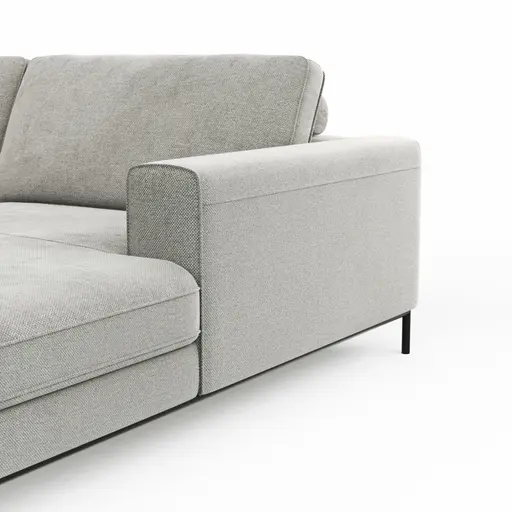 Wohnlandschaft Solano - Ecke Links, 2-Sitzer, Longchair Rechts, Stoff, Hellgrau