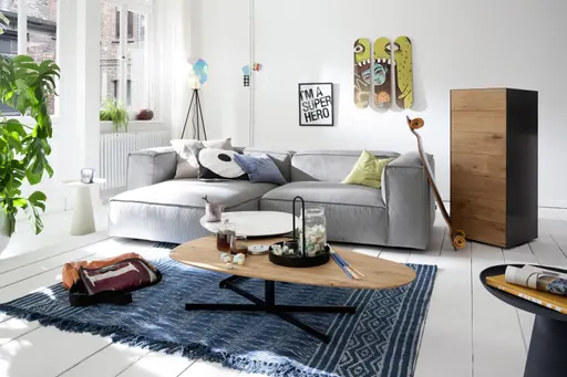 Kommode Jan - Wildeiche massiv, Metall