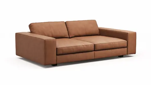 Sofa Aprino 1 - 3,5-Sitzer XXL, Dickleder, Cognac, Armlehne Block breit