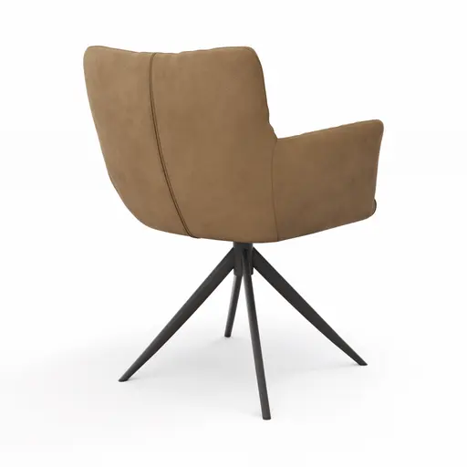 Armlehnstuhl Nashville - inkl. Dreh- und Wippfunktion, Leder, Braun