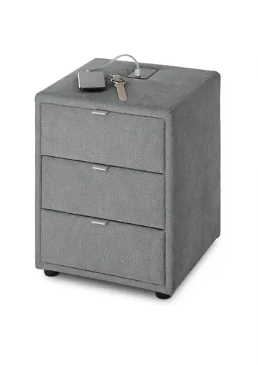 Nachttisch- Inkl. Ladeport, Stoff, Anthrazit