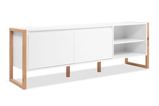 TV-Board - B ca. 160 cm, Weiß, Artisan Eiche Nachbildung