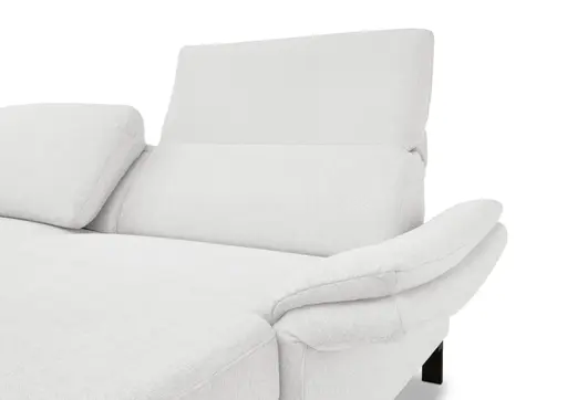Ecksofa CALM PREMIUM 2.0 - Longchair links mit 3-Sitzer, Rückenlehne verstellbar, Stoff, Hellgrau