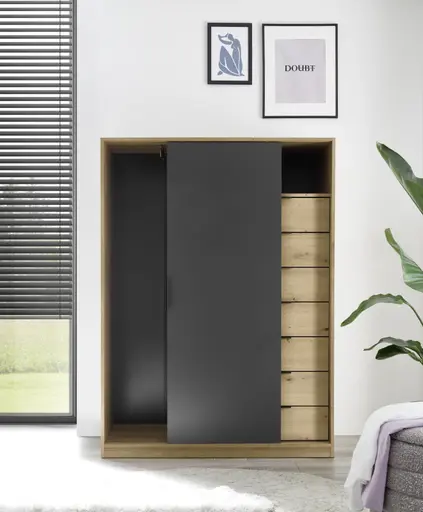 Kommode- Eiche Dekor, Graphit