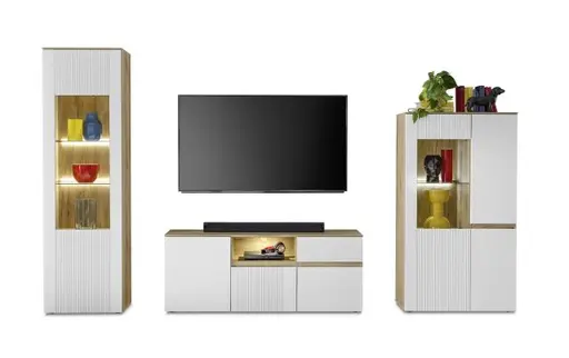 TV-Board- Eiche Dekor, Hellgrau