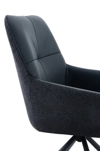 Armlehnstuhl - drehbar, Leder & Stoff, Schwarz