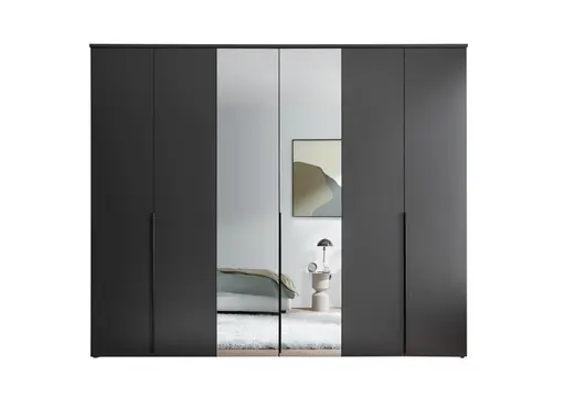 Drehtürenschrank- B ca. 270 cm, Graphit, Spiegel