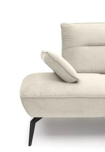 Ecksofa PAYTON - Ecke links, 2-Sitzer inkl. Rückenneigung, Armteilverstellung, Stoff, Creme (Ausstellungskombination)