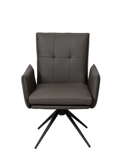 Armlehnstuhl MARCELLA - drehbar, Leder, Dunkelbraun