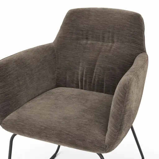 Armlehnstuhl Nashville - Stoff, Dunkelbraun