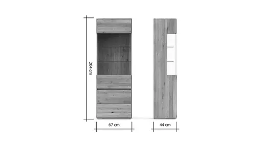Vitrine Hillsboro - Anschlag Rechts, Wildeiche natur, geölt