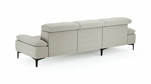 Ecksofa Felipa - Longchair links mit 2,5-Sitzer inkl. Kopfteil verstellbar, Stoff, Natur