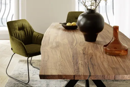 Armlehnstuhl Noli - Stoff, Olivgrün, Kufe