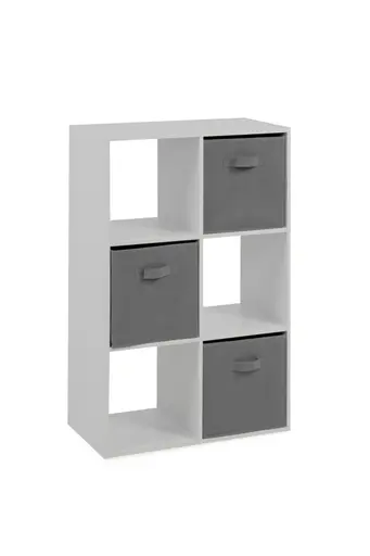 Regal - inkl. Stoffboxen, B ca. 60 cm, Weiß, Grau