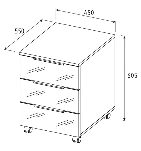 Rollcontainer - B ca. 45 cm, Riva Eiche Nachbildung, Kaschmir