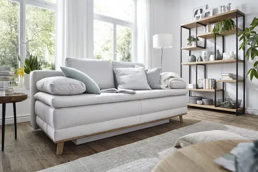 Sofa Lakeville 2 - 2-Sitzer inkl. Schlaffunktion mit Bettkasten, Stoff, Natur