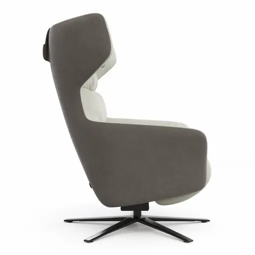 Drehsessel Houston Relax - Größe M, inkl. Relaxfunktion (motorisch), Aufstehhilfe und Kopfstütze, Stoff, außen Taupe/innen Natur