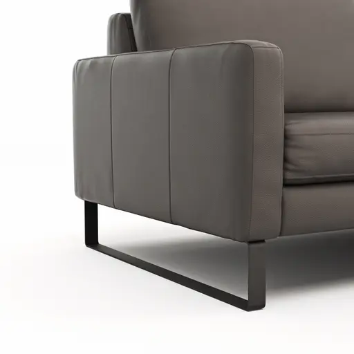 Sofa Enna - 3,5-Sitzer, Armlehne A, Leder, Schwarz, Kufe, Schwarz