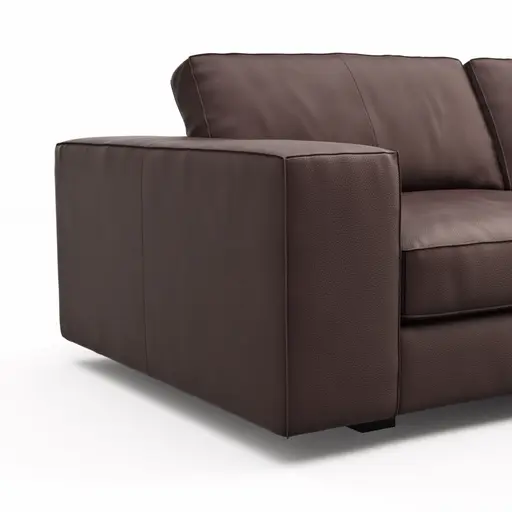 Sofa Aprino 1 - 3,5-Sitzer L, Dickleder, Dunkelbraun, Armlehne Block breit