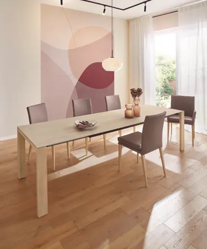 Esstisch Cambre - LB ca. 220x90 cm, ausziehbar, Keramik, Beige