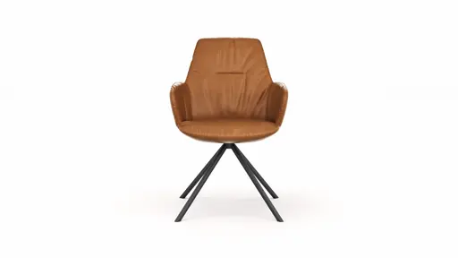 Armlehnstuhl Pegara - Leder, Cognac