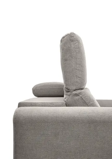 Ecksofa MINAO - 1,5-Sitzer mit Longchair rechts, Sitztiefe verstellbar motorisch, Kopfteil verstellbar, Stoff, Truffle