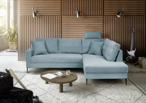 Ecksofa - 3-Sitzer, Ecke rechts, Stoff, Petrol