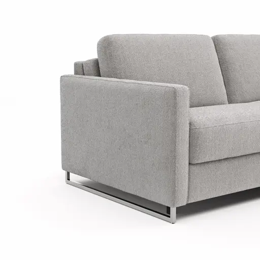 Sofa Nuoro - 2,5-Sitzer inkl. Schlaffunktion, Armlehne mit Kufe, Stoff, Grau