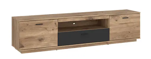 TV-Lowboard - B ca. 210 cm, Viking Eiche Nachbildung, Anthrazit