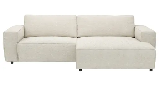 Ecksofa Lilaia - 1,5-Sitzer XL mit Chaise Longue XL rechts, Stoff, Creme