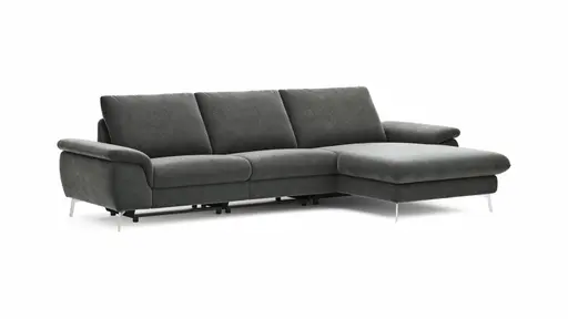 Ecksofa Gotera - 1,5-Sitzer med. + 1,5-Sitzer med. mit Longchair rechts inkl. Rückenlehne verstellbar, Stoff, Anthrazit