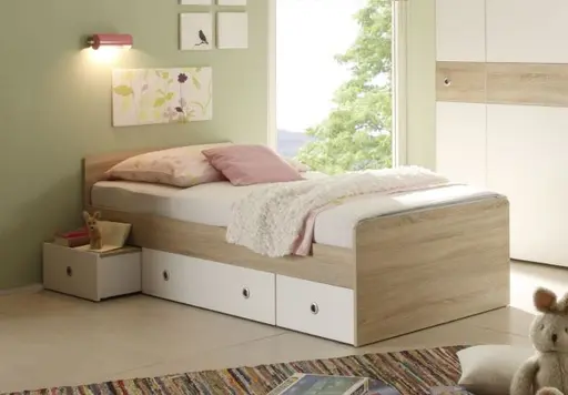 Kojenbett- Ligefläche ca. 90x200 cm, Eiche Dekor, Weiß