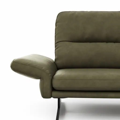 Sofa Alexander - 3-Sitzer inkl. Kopfstütze/Armlehne verstellbar, Leder, Olive