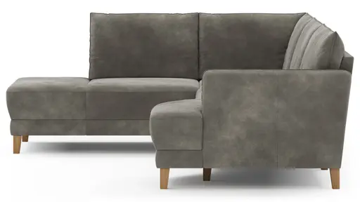 Sofa Stamford - Ecksofa 2-sitzig und Abschlusshocker links mit 3,5-Sitzer, Bogen rechts, Stoff, Anthrazit