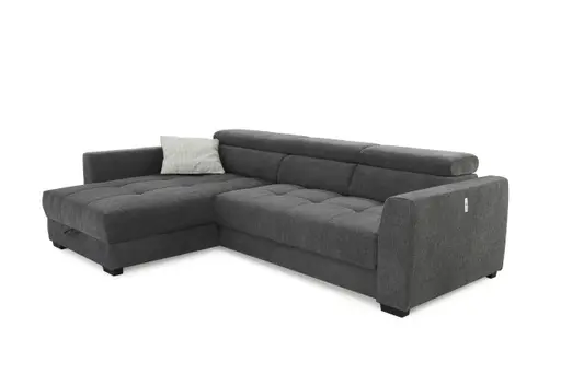 Ecksofa - 2-Sitzer, Ecke rechts, Stoff, Dunkelgrau