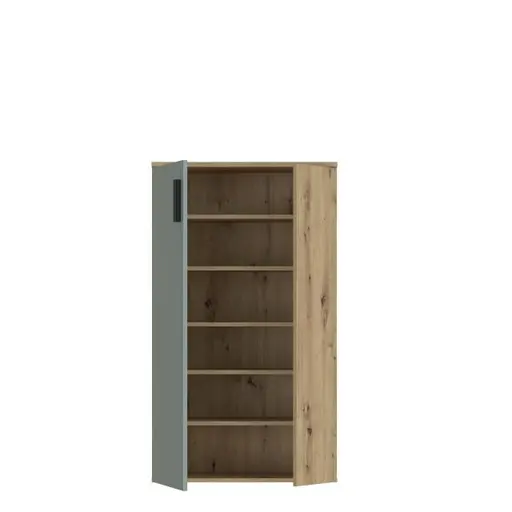 Schuhschrank FINLEI - B. ca. 70 cm, Eiche Dekor, Salbei