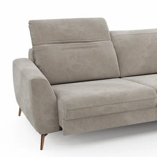 Sofa Tulsa KV - 3-Sitzer, inkl. Sitzvorzug (motorisch) und Kopfteilverstellung, Stoff, Graubeige