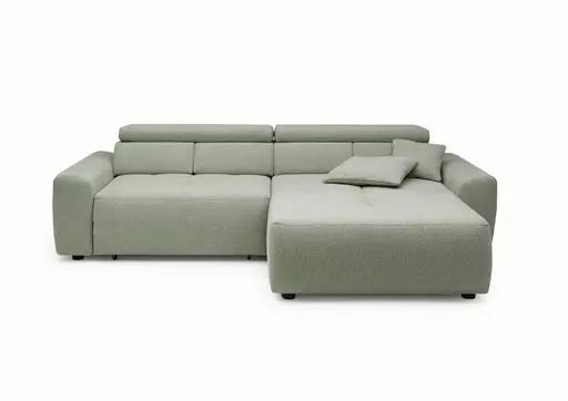 Ecksofa JYTTE - Sofa 2-sitzig mit Longchair rechts, Stoff, Lindgrün