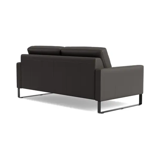 Sofa Enna - 3-Sitzig, Armlehne A, Leder, Dunkelbraun, Kufe, Schwarz