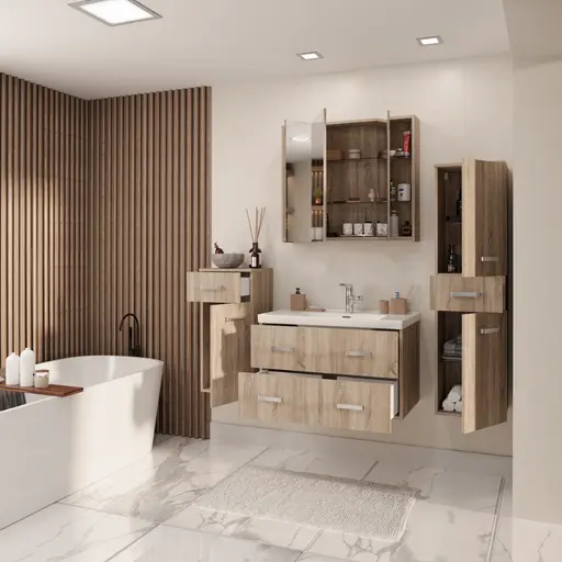 Badblock- B ca. 151 cm, Eiche Dekor