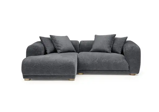 Ecksofa - Longchair links mit 2-Sitzer, Stoff, Anthrazit
